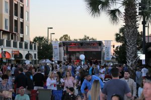 Crowds in front of one of the main stages during College Park JazzFest 2016